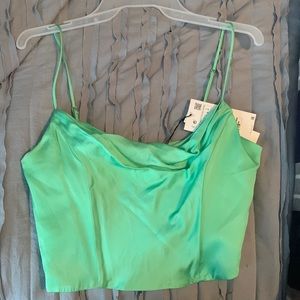 green zara corset top
